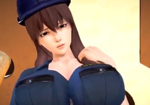 Big-breasted 3D hentai hottie takes a black cock