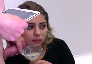 She seems to really enjoy the taste of stale cum