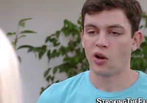 Family fuck scene featuring a sexy mature lady