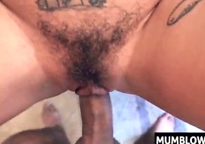 Brunette weeping on the toilet prior to hot oral