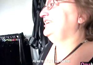 Old, fat lady exposing his cock prior to hot gape