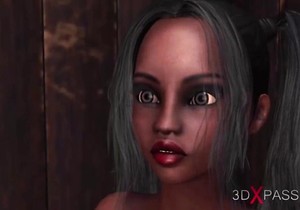 3D interracial action with a dark-skinned 3D hoe