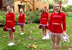 Cheerleader beauty fingered by a horny housewife