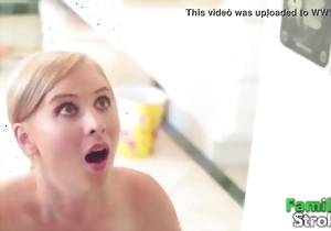 Busty lady is sucking a huge dick in the Gloryhole